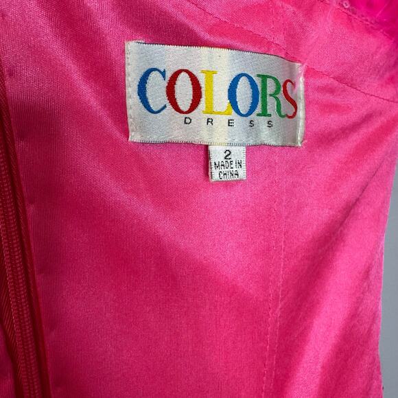 Colors Dress Style #3016 Mini Dress Hot Pink Sequin/Feather One Shoulder Sz 2 - Picture 9 of 13